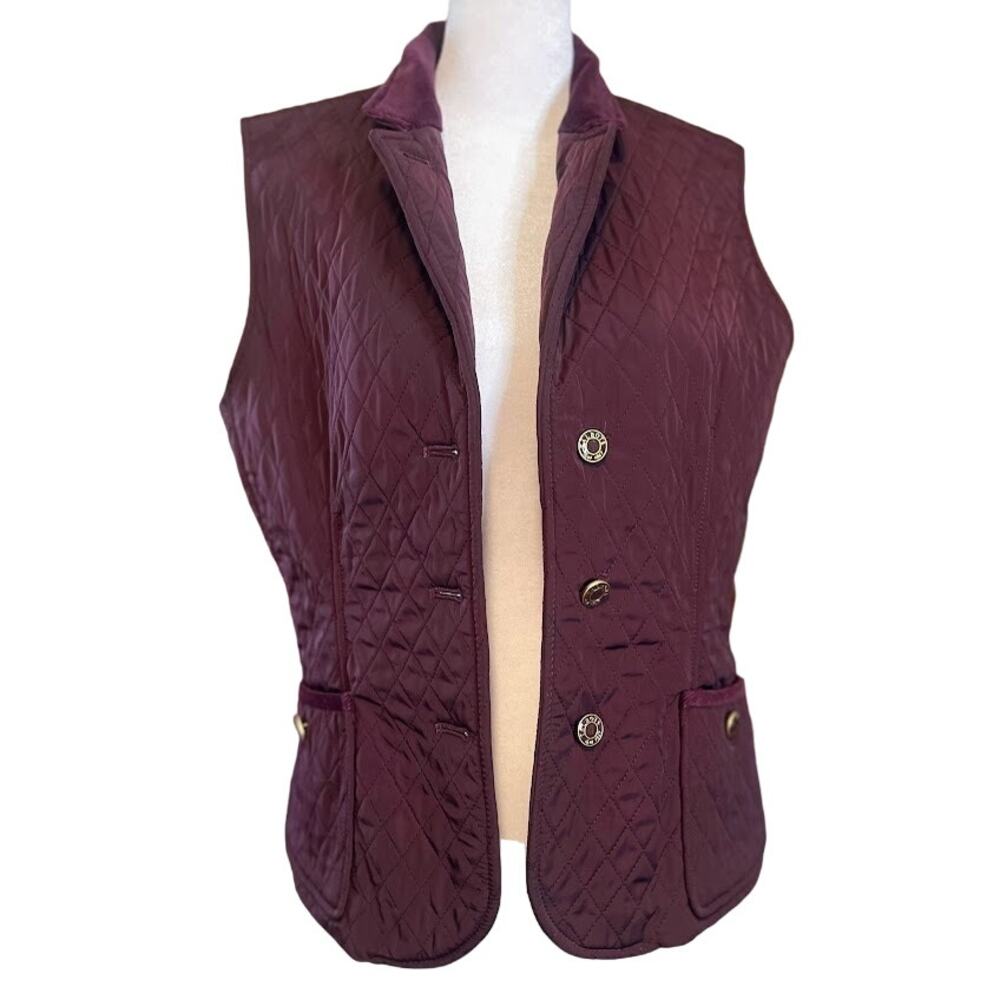 Talbots Plum‎ Quilted Vest Petite Size Medium